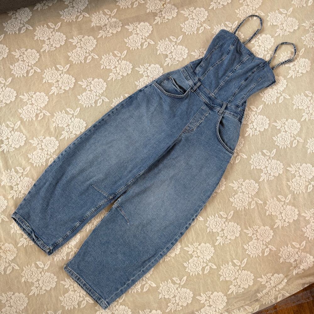 Free People We The Free Barrel Denim Overalls Size XS